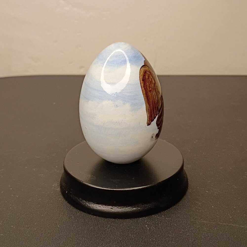 Alan Traynor, Orlando Hand Painted Wood EGGSPRESSSIONS Angel  Black Wood Base - Picture 11 of 12